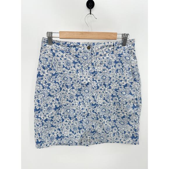 Sahalie Blue Floral Athletic Skort Skirt Built in Short A-Line Nylon Women 6 - Picture 1 of 9